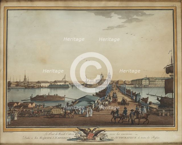 The Exchange Bridge at the Vasilievsky Island, 1799. Artist: Paterssen, Benjamin (1748-1815)