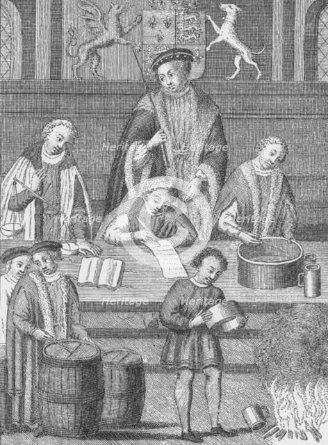 The Exchequer in the time of Henry VII, c1490 (1904). Artist: Unknown.