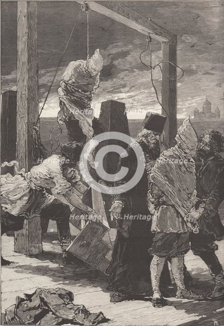 The execution of Alexander Kvyatkovsky und Andrey Presnyakov on November 16, 1880.  Creator: De Haenen, Frédéric (1853-1928).