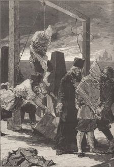The execution of Alexander Kvyatkovsky und Andrey Presnyakov on November 16, 1880. Creator: De Haenen, Frédéric (1853-1928)