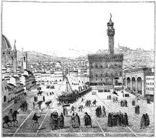 The execution of Girolamo Savonarola in the Piazza Della Signoria, Florence, 1882