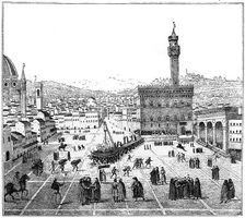 The execution of Girolamo Savonarola in the Piazza Della Signoria, Florence, 1882