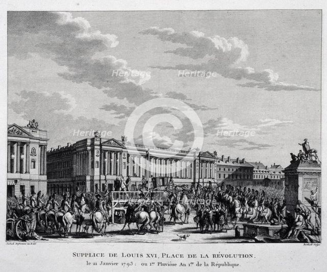 The Execution of Louis XVI in the Place de la Revolution on 16th October 1793, (1793).  Creator: Swebach, Jacques-François Joseph (1769-1823).