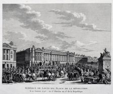 The Execution of Louis XVI in the Place de la Revolution on 16th October 1793, (1793). Creator: Swebach, Jacques-François Joseph (1769-1823)
