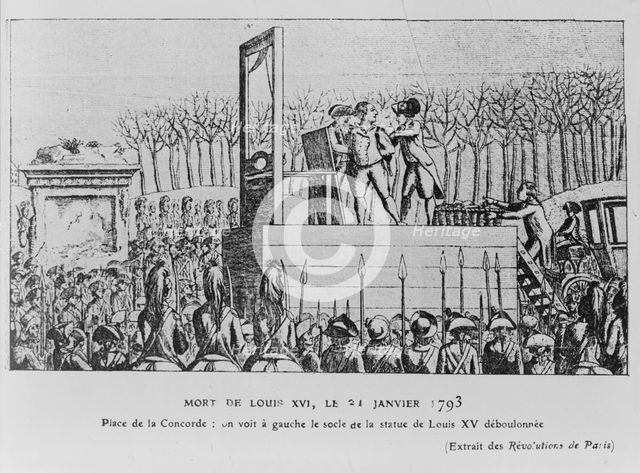 The Execution of Louis XVI in the Place de la Revolution on 21 January 1793, c. 1793. Artist: Anonymous  