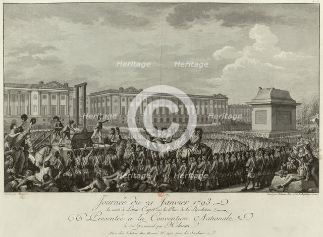 The Execution of Louis XVI in the Place de la Revolution on 21 January 1793, 1794. Artist: Helman, Isidore Stanislas (1743-1806/9)