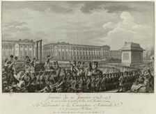 The Execution of Louis XVI in the Place de la Revolution on 21 January 1793, 1794. Artist: Helman, Isidore Stanislas (1743-1806/9)
