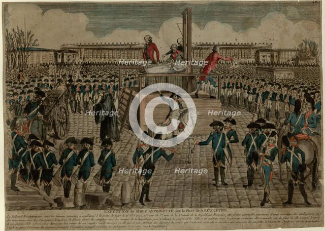 The Execution of Marie Antoinette on the Place de la Revolution on October 16, 1793, c. 1793. Creator: Anonymous.