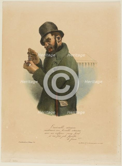 The Execrable Assassin Contemplates his Horrible Assault..., 1832–59. Creator: Charles Joseph Traviès de Villers.