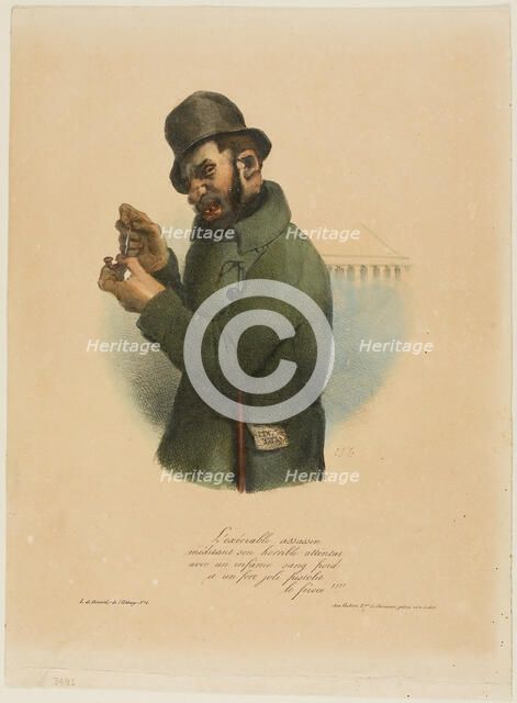 The Execrable Assassin Contemplates his Horrible Assault..., 1832–59. Creator: Charles Joseph Traviès de Villers.
