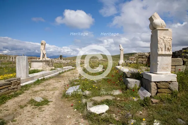 The Exedra of Dionysus on Delos Island, Greece. Creator: Samuel Magal.