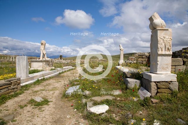 The Exedra of Dionysus on Delos Island, Greece. Creator: Samuel Magal.