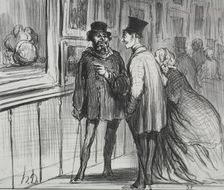 The Exhibition of 1859 (plate 8): The painter who had a painting refused..., 1859. Creator: Honoré Daumier (French, 1808-1879)