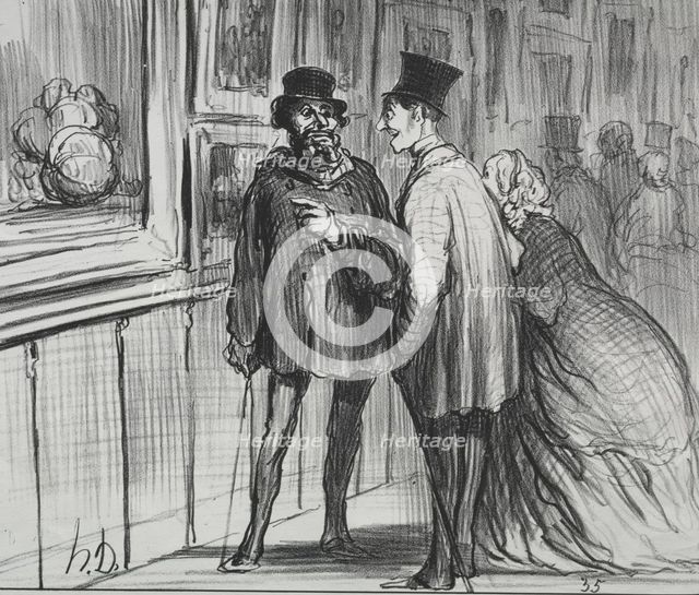 The Exhibition of 1859 (plate 8): The painter who had a painting refused..., 1859. Creator: Honoré Daumier (French, 1808-1879).