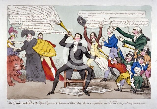 'The exile restored...', 1820. Artist: Anon