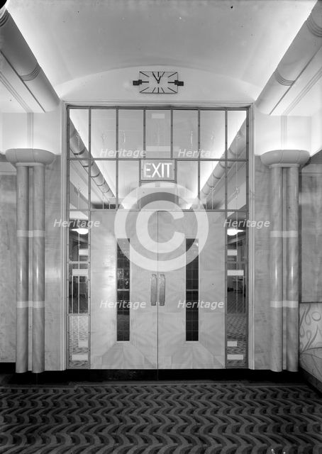 The exit to the foyer, Odeon cinema, Leicester Square, London, 1937. Artist: J Maltby