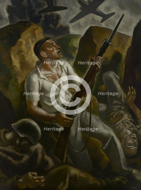 The Exodus. Triptych of War, left panel, 1937-1938. Creator: Arteta, Aurelio (1879-1940).