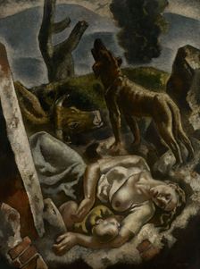 The Exodus. Triptych of War, right panel, 1937-1938. Creator: Arteta, Aurelio (1879-1940)