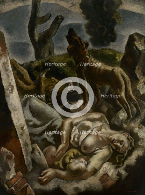 The Exodus. Triptych of War, right panel, 1937-1938. Creator: Arteta, Aurelio (1879-1940).