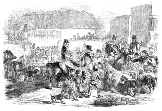 The Exmoor Pony Fair at Bampton, Devon, 1860. Creator: Unknown.