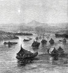 The Expedition against the Malays: the British Force ascending the Perak River, 1876. Creator: J Greenaway
