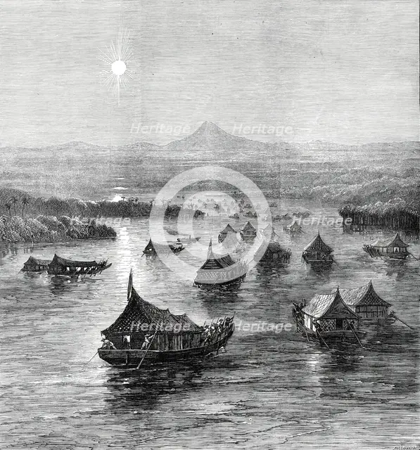 The Expedition against the Malays: the British Force ascending the Perak River, 1876. Creator: J Greenaway.