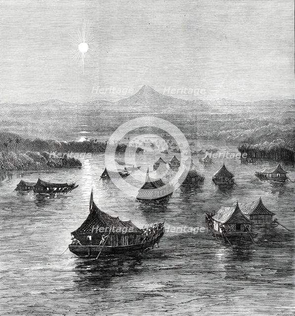 The Expedition against the Malays: the British Force ascending the Perak River, 1876. Creator: J Greenaway.