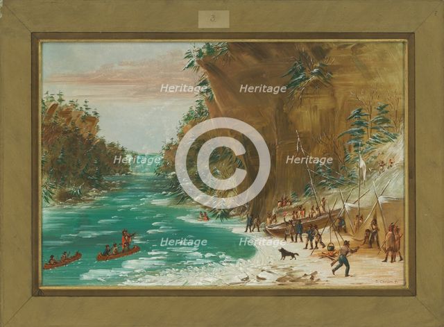 The Expedition Encamped below the Falls of Niagara. January 20, 1679, 1847/1848. Creator: George Catlin.