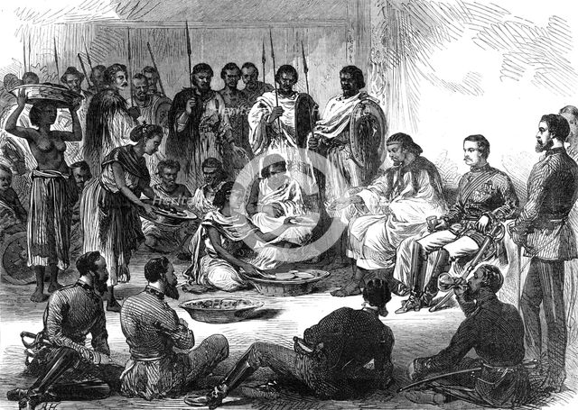 The Expedition to Abyssinia: Sir Robert Napier entertained by the Prince of Tigre, 1868. Creator: Unknown.