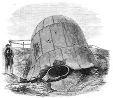 The explosion at Millfield Ironworks: portion of the boiler hurled to a distance of 250 yards, 1862. Creator: Unknown