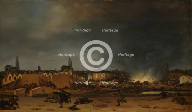 The explosion of the powder magazine in Delft, 12 October 1654, (1654-1660).  Creator: Egbert van der Poel.