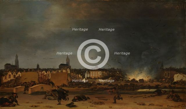 The explosion of the powder magazine in Delft, 12 October 1654, (1654-1660).  Creator: Egbert van der Poel.