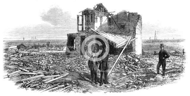 The explosion of a gunpowder magazine near Erith: ruins of Silver's house, 1864. Creator: Unknown.