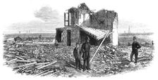 The explosion of a gunpowder magazine near Erith: ruins of Silver's house, 1864. Creator: Unknown
