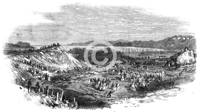 The explosion of gunpowder magazines at Erith:…the powder-magazines after the explosion, 1864. Creator: Unknown.
