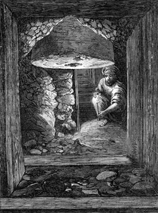 The Explorations at Jerusalem: gallery at the Golden Gate: column and rough wall, 1869. Creator: Unknown