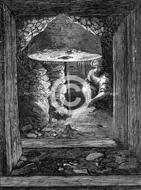 The Explorations at Jerusalem: gallery at the Golden Gate: column and rough wall, 1869. Creator: Unknown.