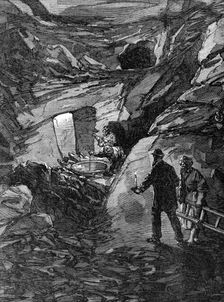 The Explorations at Jerusalem: rock-cut tunnel near the Fountain of the Virgin, 1869. Creator: Unknown
