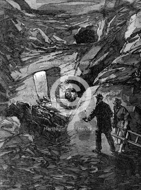 The Explorations at Jerusalem: rock-cut tunnel near the Fountain of the Virgin, 1869. Creator: Unknown.