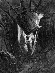 The Explorations at Jerusalem: voussoir of Robinson's Arch fallen through...tunnel below, 1869. Creator: Unknown