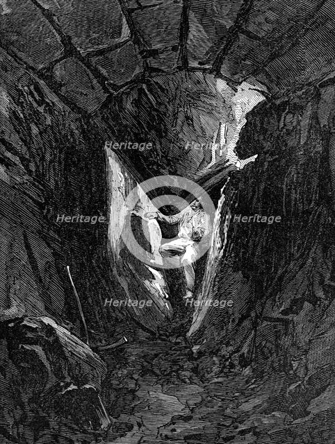 The Explorations at Jerusalem: voussoir of Robinson's Arch fallen through...tunnel below, 1869. Creator: Unknown.