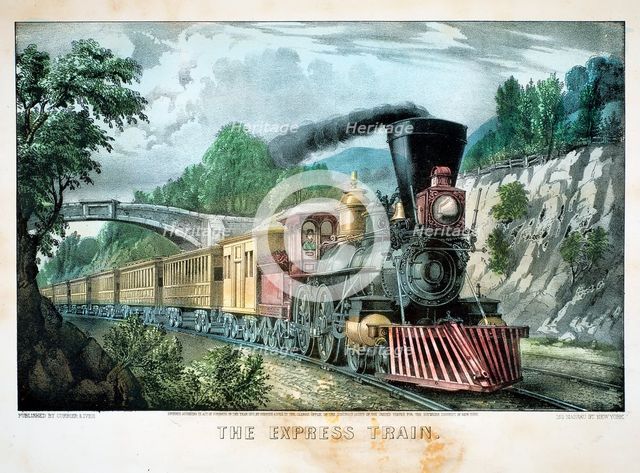 'The Express Train', USA, 1870. Creator: Currier and Ives.