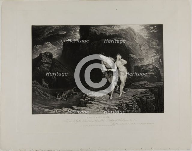 The Expulsion, from Illustrations of the Bible, 1831. Creator: John Martin.