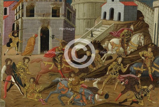 The expulsion of Tarquin and his family from Rome. Artist: Master of Marradi (Maestro di Marradi) (active 1470-1513)