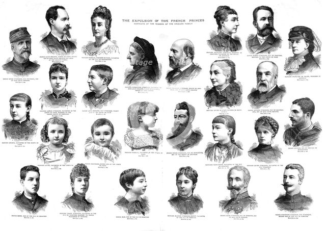 ''The Expulsion of the French Princes; Portraits of the members of the Orleans family', 1886.  Creator: Unknown.