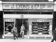 The exterior of a Lyons tea shop along Piccadilly, London, 2nd July 1953