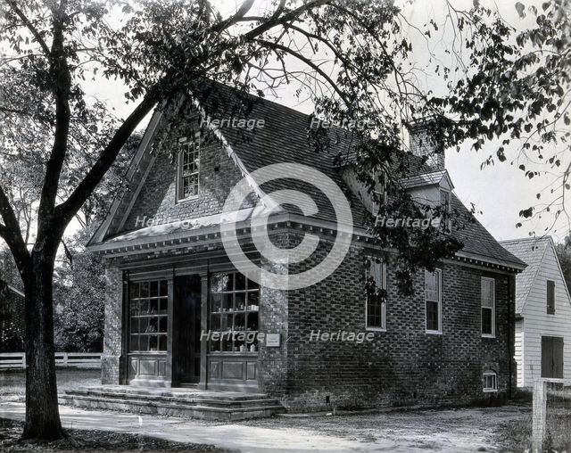 The exterior of a small brick building used as an apothecary shop..., c1900. Creator: Unknown.