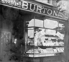 The exterior of Burton's chemist shop. Creator: Unknown