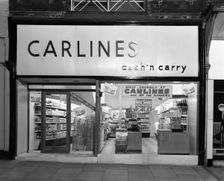 The exterior of Carlines Self Service Store, Mexborough, South Yorkshire, 1960. Creator: Michael Walters