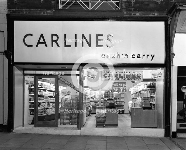 The exterior of Carlines Self Service Store, Mexborough, South Yorkshire, 1960. Creator: Michael Walters.